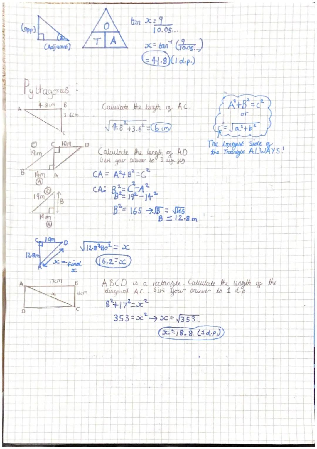 SOHCAH TOA
Opposite
Just the
90°
Hypotenuse - Always the longest
Adjacent
(c)
On the line with.
the marked
Side
angle
and the 90°
angle
20cm