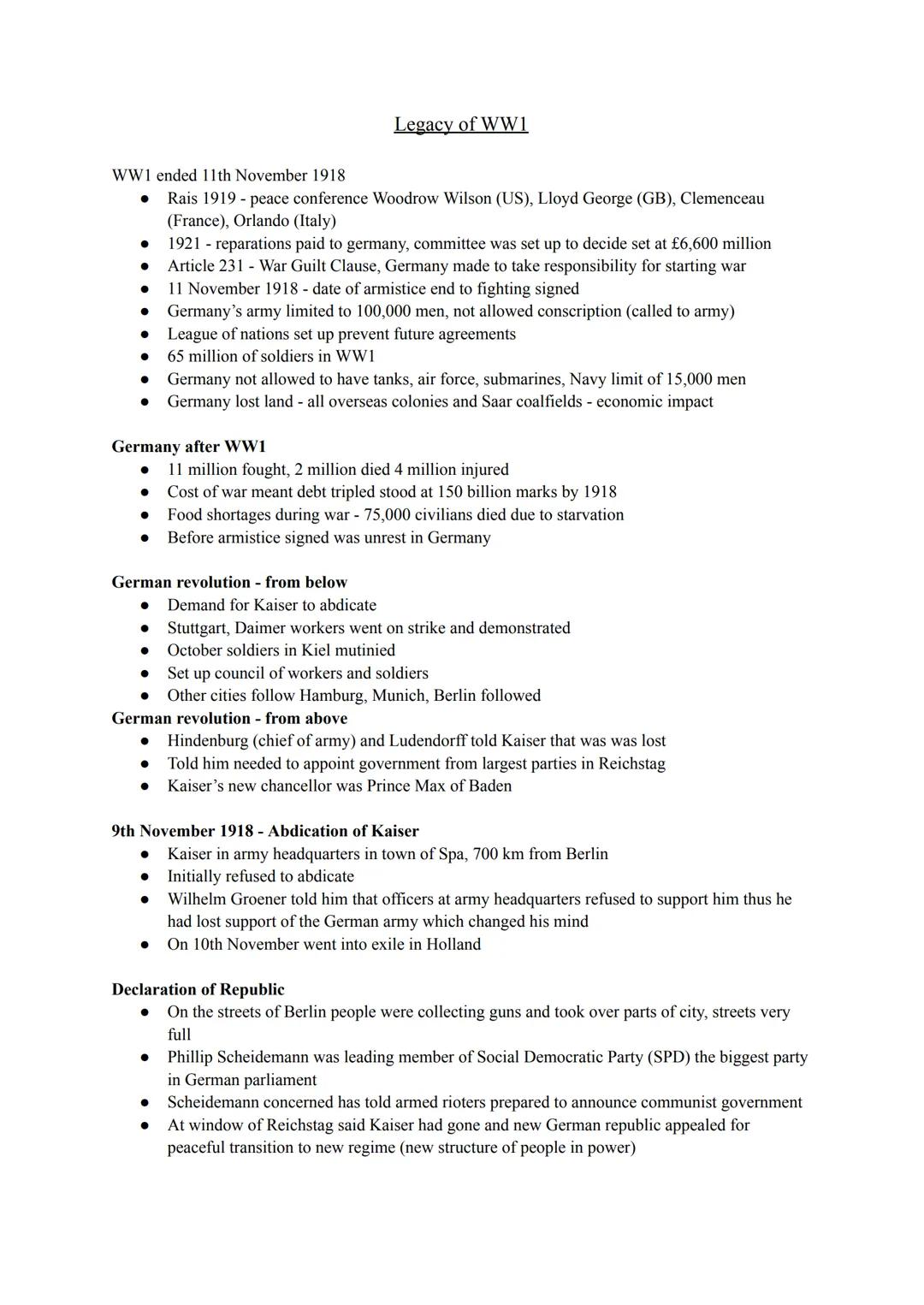 Legacy of WW1/intro to Weimar - Weimar and Nazi Germany