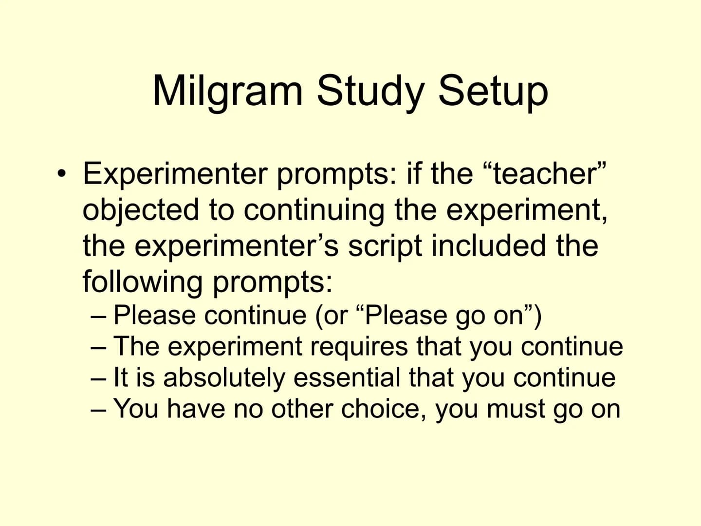 The Milgram Obedience Studies
(1963 & 1965)
And "Milgram Revisited"
(Jerry Burger, 2009) Experimental Question
Under what conditions will pe