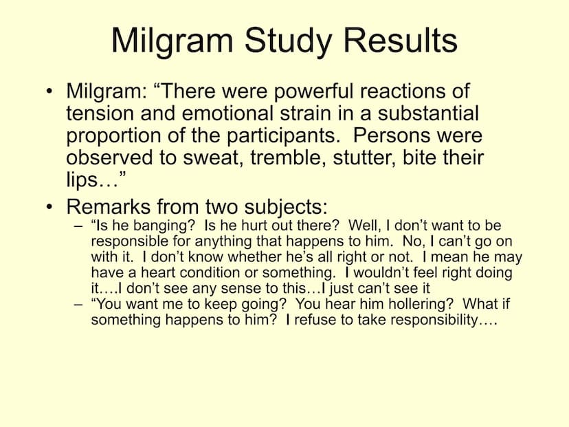The Milgram Obedience Studies
(1963 & 1965)
And "Milgram Revisited"
(Jerry Burger, 2009) Experimental Question
Under what conditions will pe
