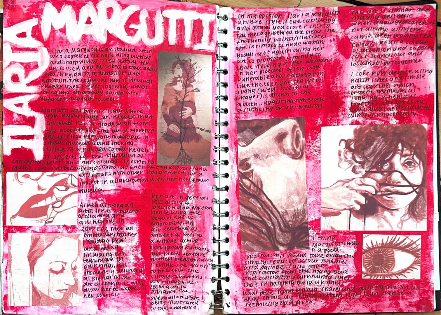 MARGUTTI
Ilaria Margutti is an italian artist
who expresses her work using textiles
and sharp nuor to tell astury. Hev
art is nied and deich