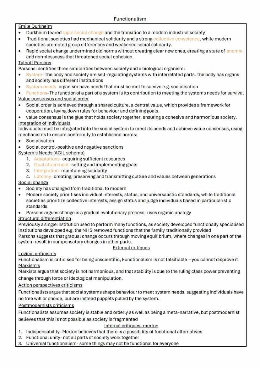 Sociological theory
Functionalism - pg 2
Marxism pg 3
Feminism pg 4
Action theories - pg 5
Postmodernity - pg 6
Social policy's - pg 7
socio