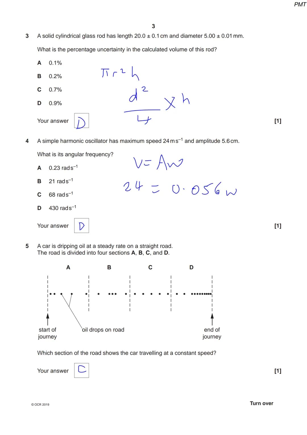 7686 3294
OCR
Oxford Cambridge and RSA
Monday 20 May 2019 - Afternoon
A Level Physics A
H556/01 Modelling physics
Time allowed: 2 hours 15 m