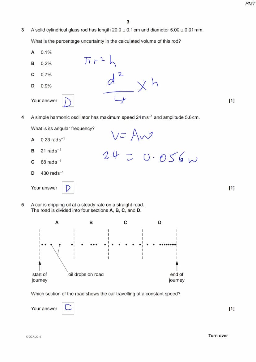7686 3294
OCR
Oxford Cambridge and RSA
Monday 20 May 2019 - Afternoon
A Level Physics A
H556/01 Modelling physics
Time allowed: 2 hours 15 m