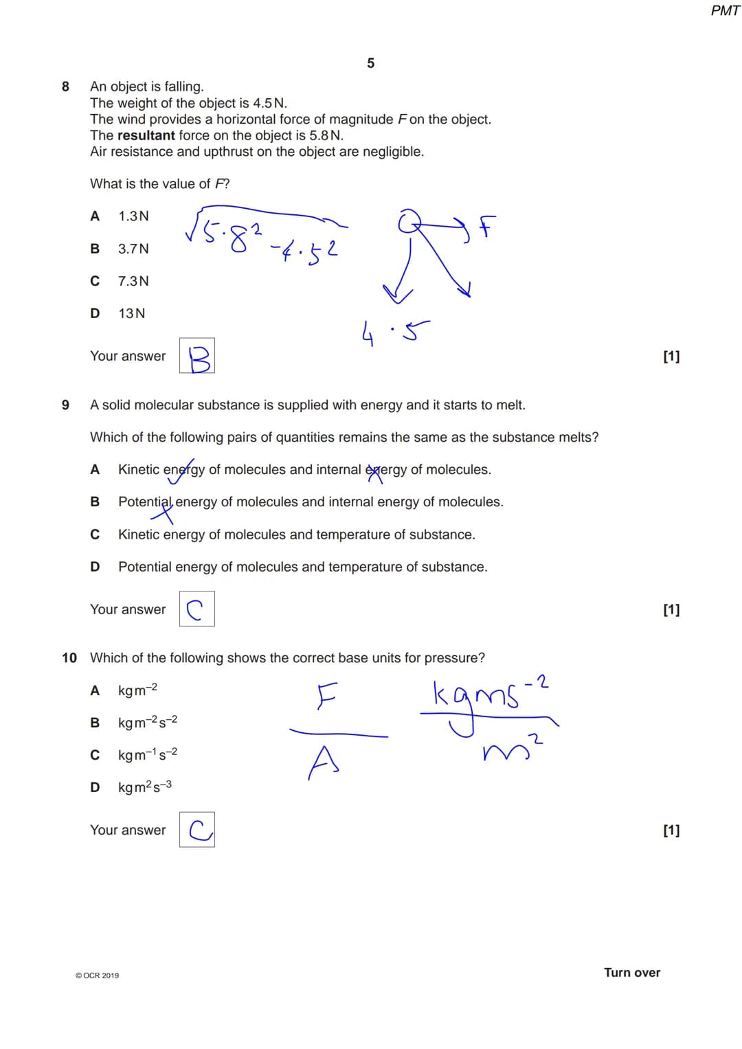 7686 3294
OCR
Oxford Cambridge and RSA
Monday 20 May 2019 - Afternoon
A Level Physics A
H556/01 Modelling physics
Time allowed: 2 hours 15 m