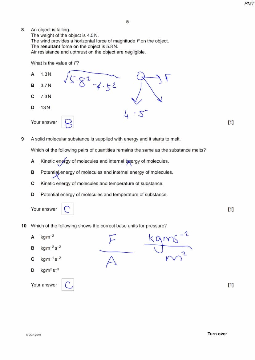 7686 3294
OCR
Oxford Cambridge and RSA
Monday 20 May 2019 - Afternoon
A Level Physics A
H556/01 Modelling physics
Time allowed: 2 hours 15 m