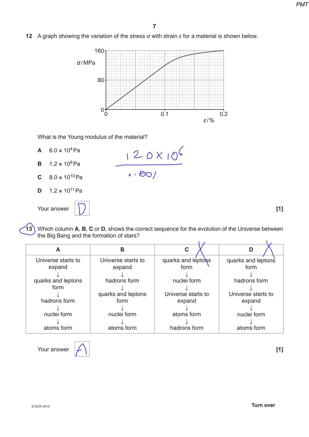 7686 3294
OCR
Oxford Cambridge and RSA
Monday 20 May 2019 - Afternoon
A Level Physics A
H556/01 Modelling physics
Time allowed: 2 hours 15 m