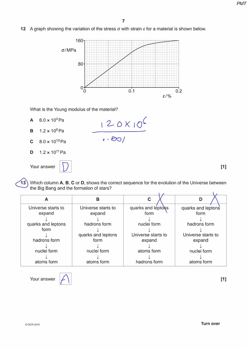 7686 3294
OCR
Oxford Cambridge and RSA
Monday 20 May 2019 - Afternoon
A Level Physics A
H556/01 Modelling physics
Time allowed: 2 hours 15 m