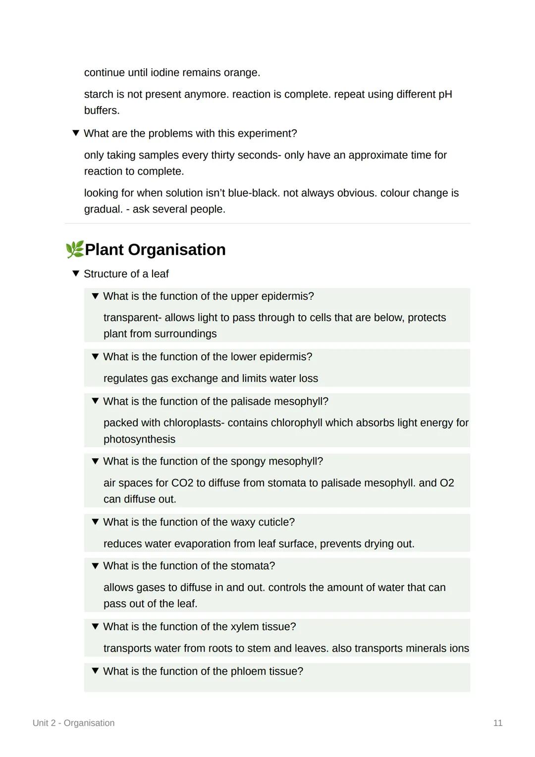 Unit 2 - Organisation
+Principles of Organisation
▾ What are the levels of organisation within living organisms?
organelle cell tissue → org