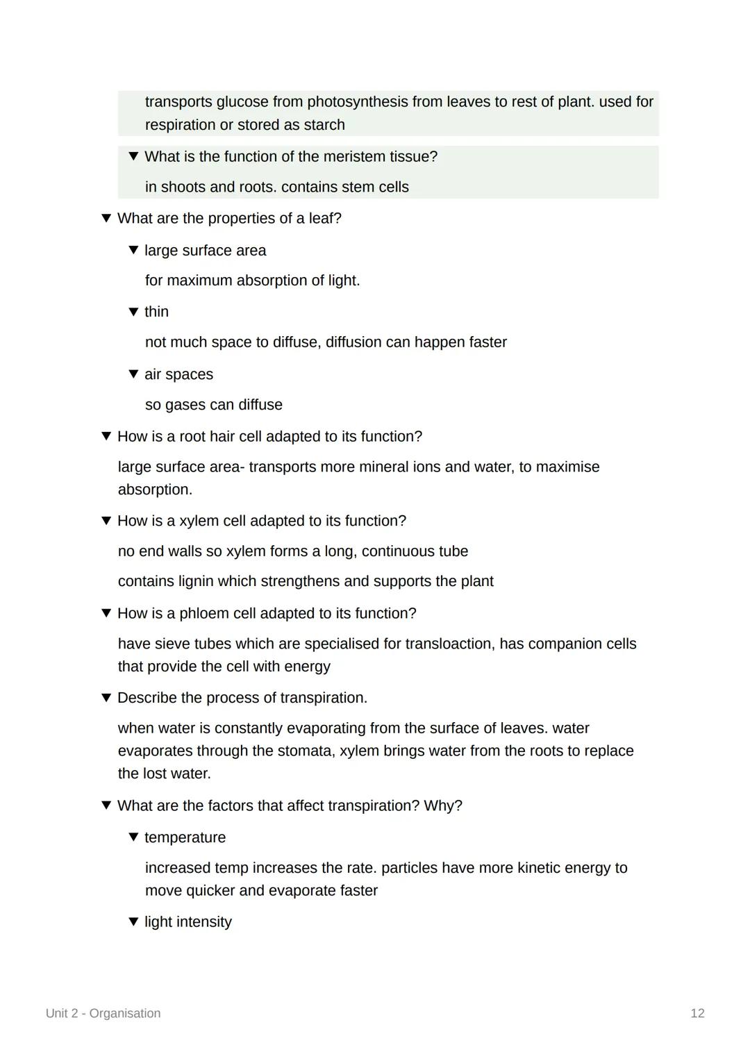 Unit 2 - Organisation
+Principles of Organisation
▾ What are the levels of organisation within living organisms?
organelle cell tissue → org