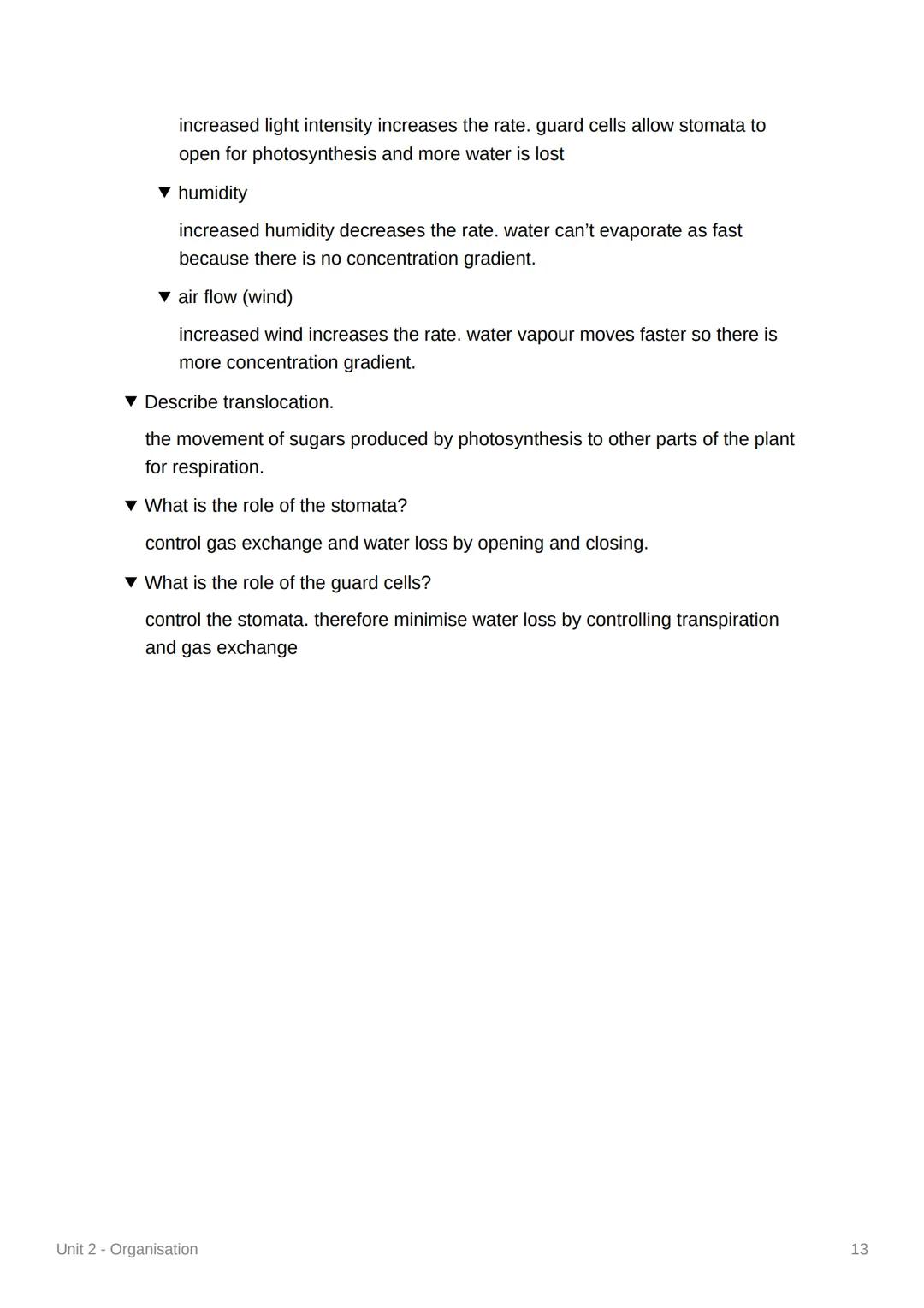 Unit 2 - Organisation
+Principles of Organisation
▾ What are the levels of organisation within living organisms?
organelle cell tissue → org