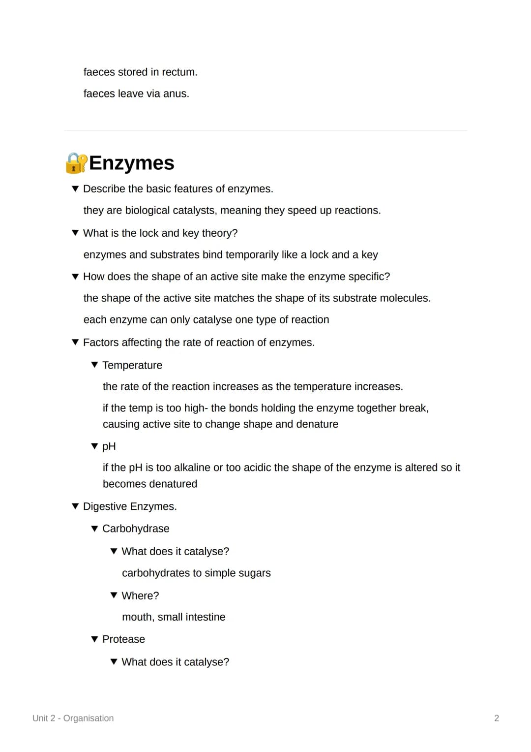 Unit 2 - Organisation
+Principles of Organisation
▾ What are the levels of organisation within living organisms?
organelle cell tissue → org