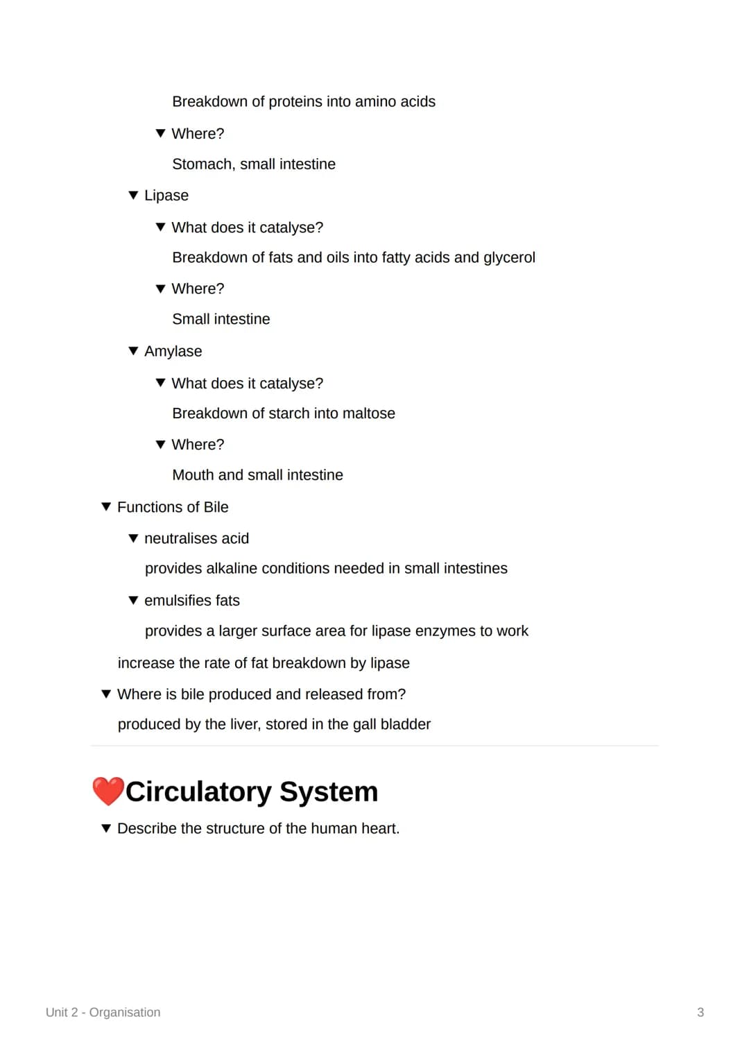 Unit 2 - Organisation
+Principles of Organisation
▾ What are the levels of organisation within living organisms?
organelle cell tissue → org