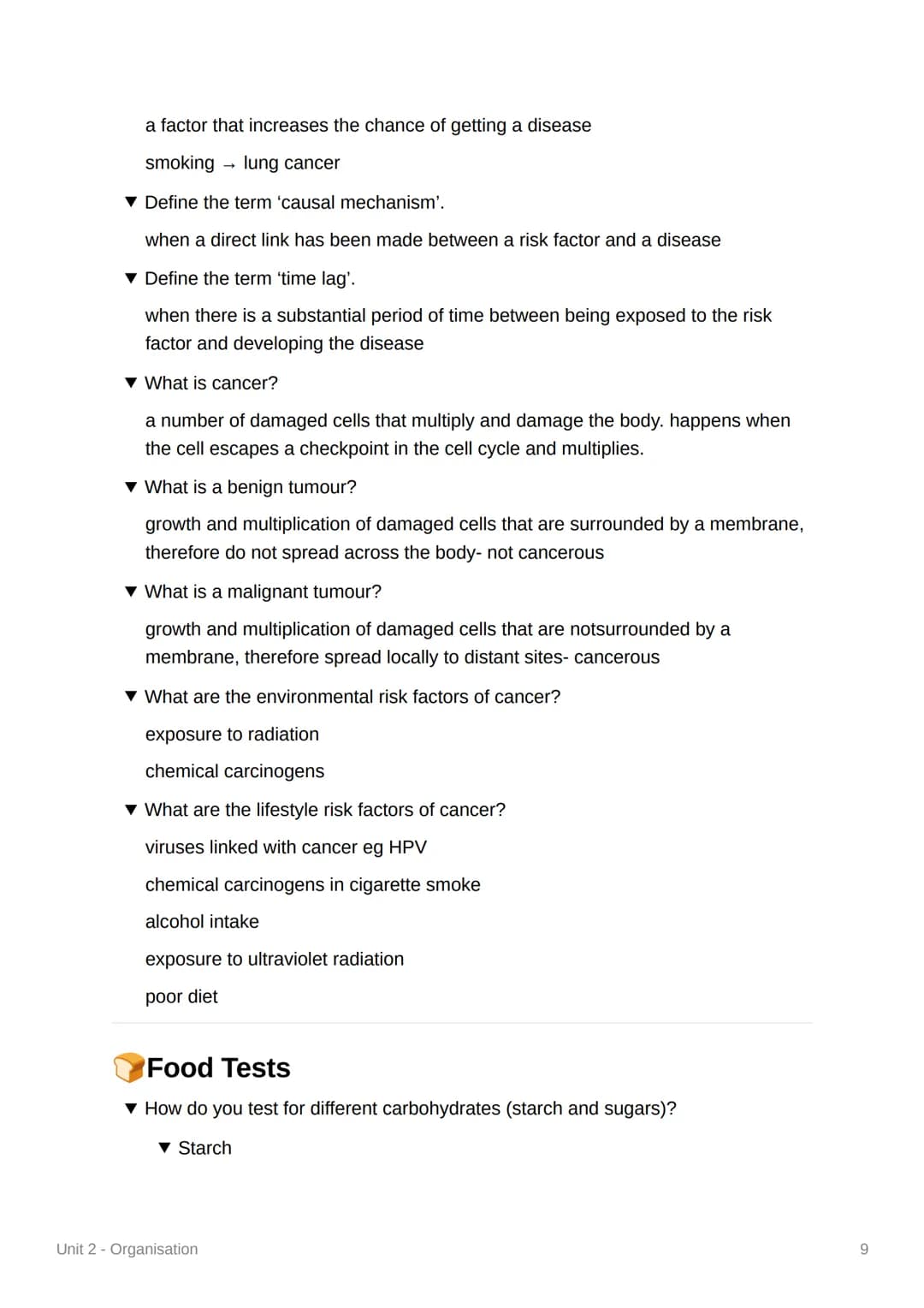 Unit 2 - Organisation
+Principles of Organisation
▾ What are the levels of organisation within living organisms?
organelle cell tissue → org