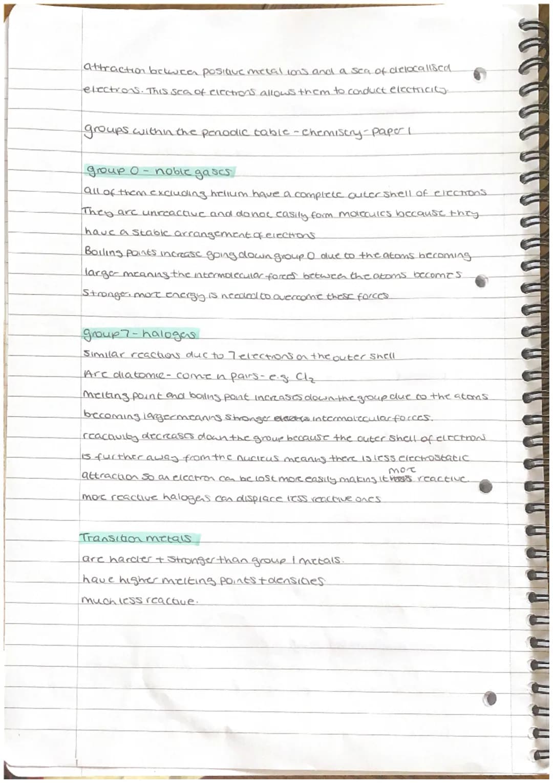 Chemistry paper (-
-Bonding
grant ionic compounds/
when solid, the lons are locked into the lattice and cannot move therefore.
they do not c