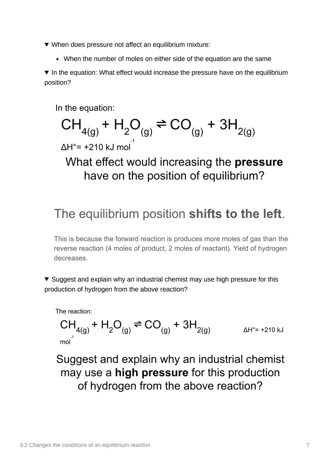 6.2 Changes the conditions of
an equilibrium reaction
Anki
Covered in class? Done
Note to self
Notes
✓
Le Chatelier's Principle
What does Le