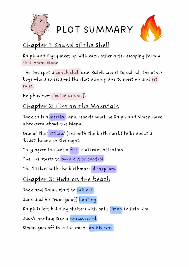 Simply explained: Lord of the Flies Chapter Summaries PDF 