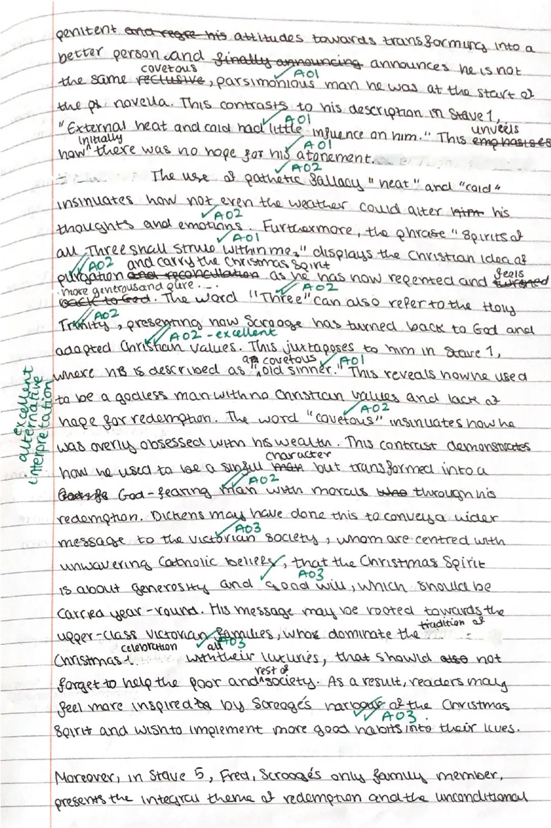 In 'A Christmas Carol', Dickens presents the integral theme of
the ghosts
redemption as carved by family and close ones in the novella,
such