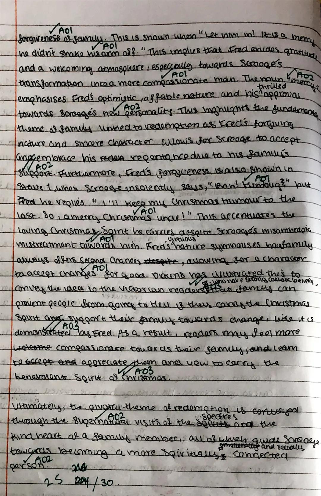 In 'A Christmas Carol', Dickens presents the integral theme of
the ghosts
redemption as carved by family and close ones in the novella,
such