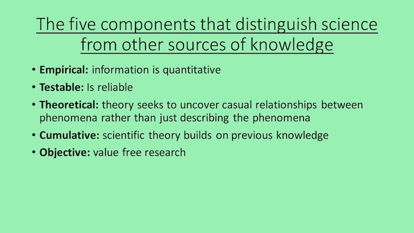 Sociological Debate 2
Is sociology a science?
Knowunity username: @grack69 The five components that distinguish science
from other sources o