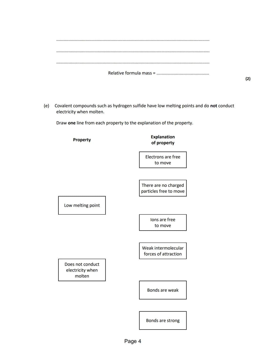 Q1.This question is about different substances and their structures.
(a) Draw one line from each statement to the diagram which shows the st