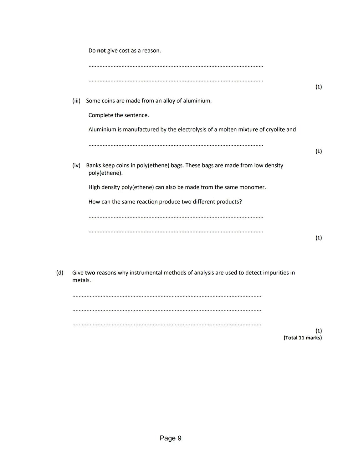 Q1.This question is about different substances and their structures.
(a) Draw one line from each statement to the diagram which shows the st