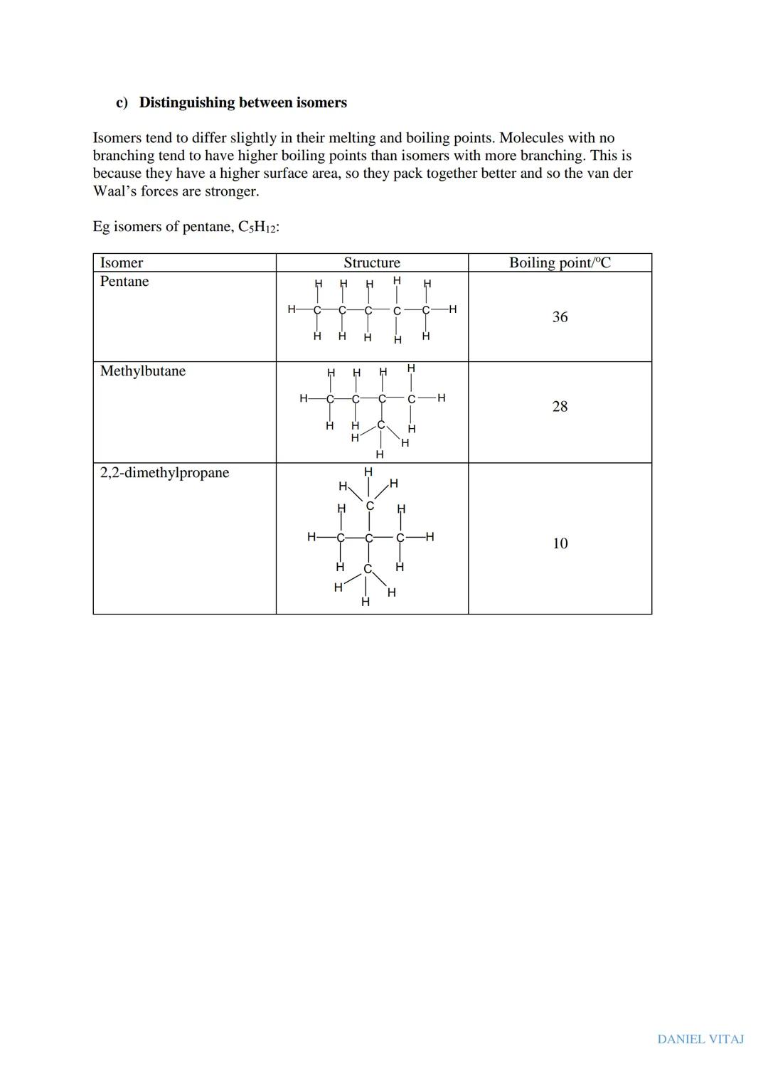 # ISOMERISM

* NOTES
* WORKSHEET
* EXAM QUESTIONS

DANIEL VITAJ # ISOMERISM

Isomers are molecules which have the same molecular formula but