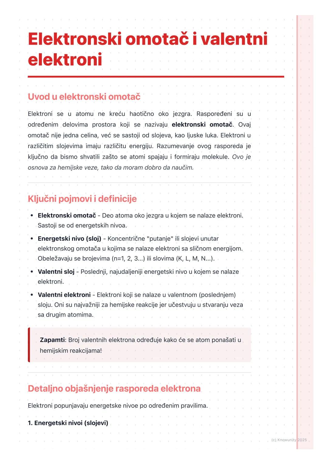 # Elektronski omotač i valentni
elektroni

Uvod u elektronski omotač

Elektroni se u atomu ne kreću haotično oko jezgra. Raspoređeni su u
od