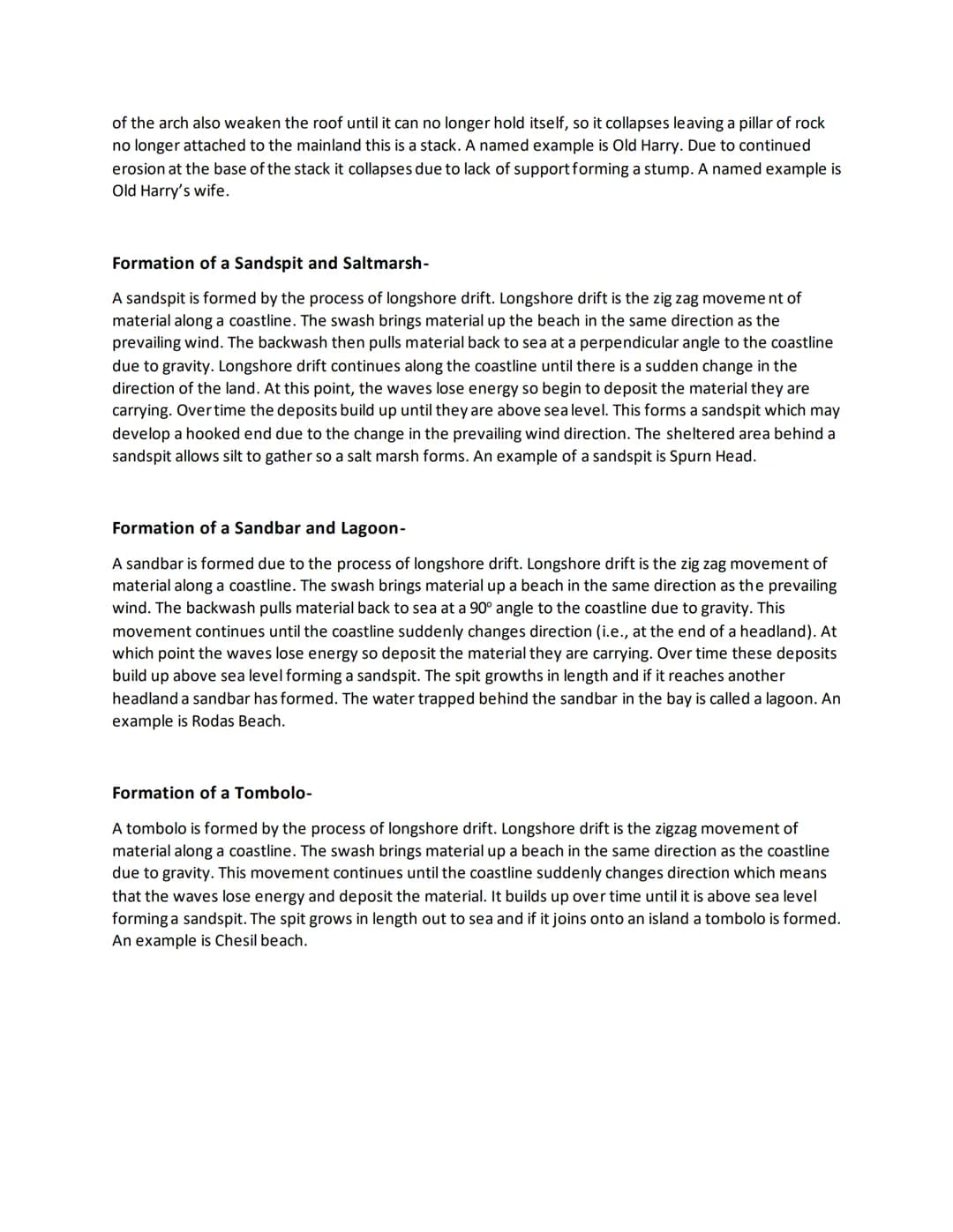 Euans Guide to Higher Geography
Coastal Formation and Erosion
Formation of Headlands and bays-
Headlands and bays form along discordant coas