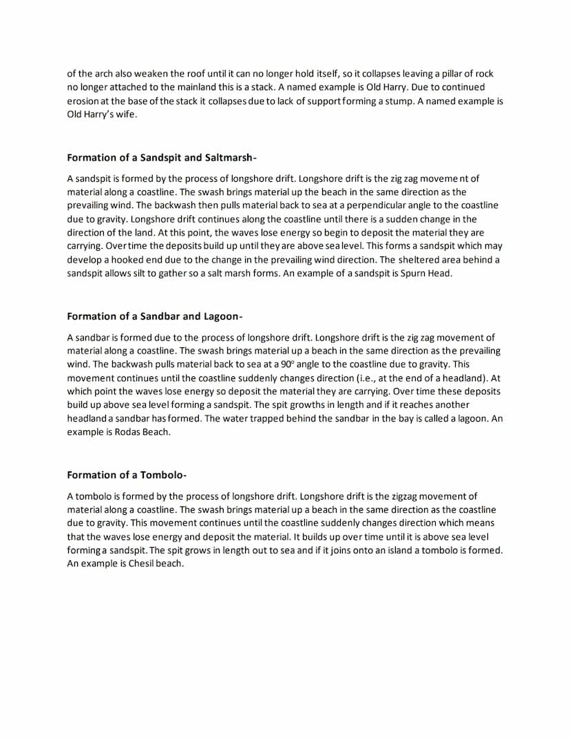 Euans Guide to Higher Geography
Coastal Formation and Erosion
Formation of Headlands and bays-
Headlands and bays form along discordant coas