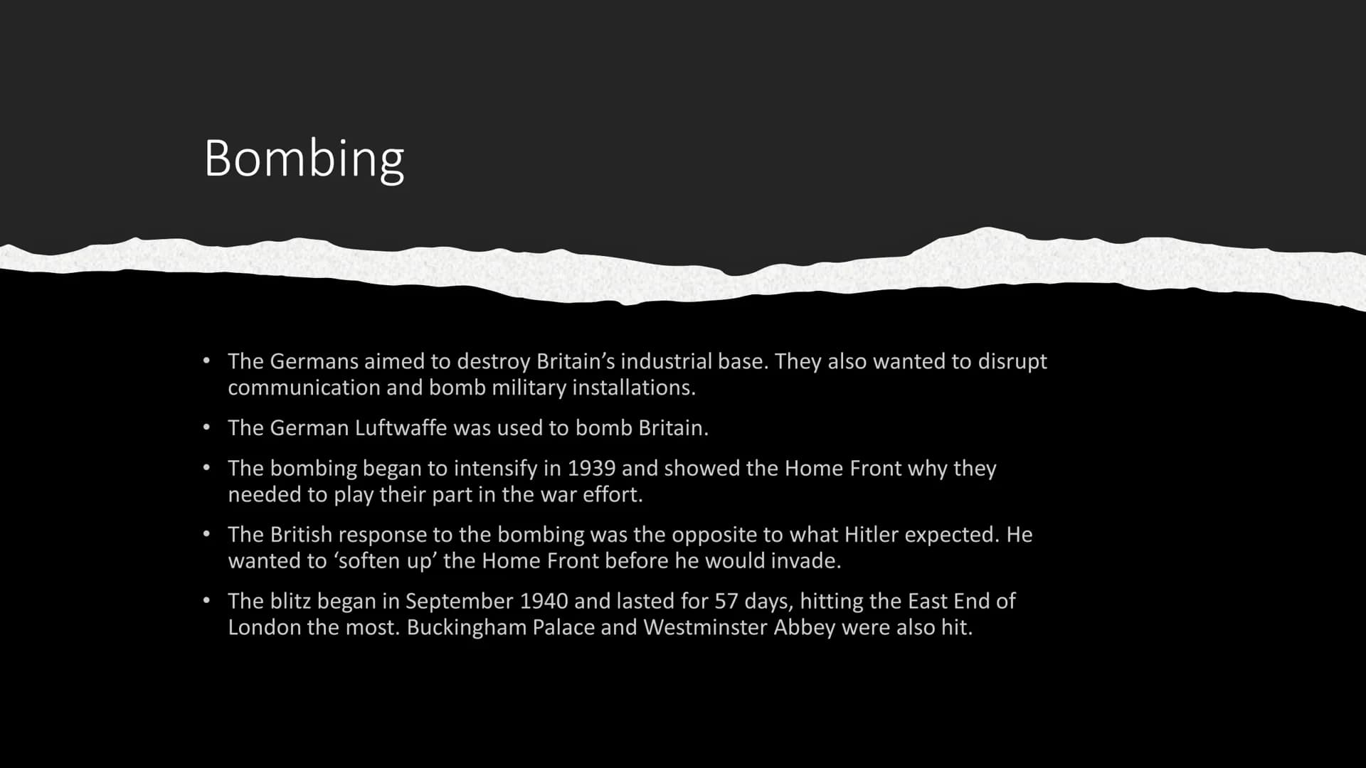 World War II WWII Background
●
●
WWII began on the 1st of September 1939 because
Germany invaded Poland, going against an agreement with
Bri