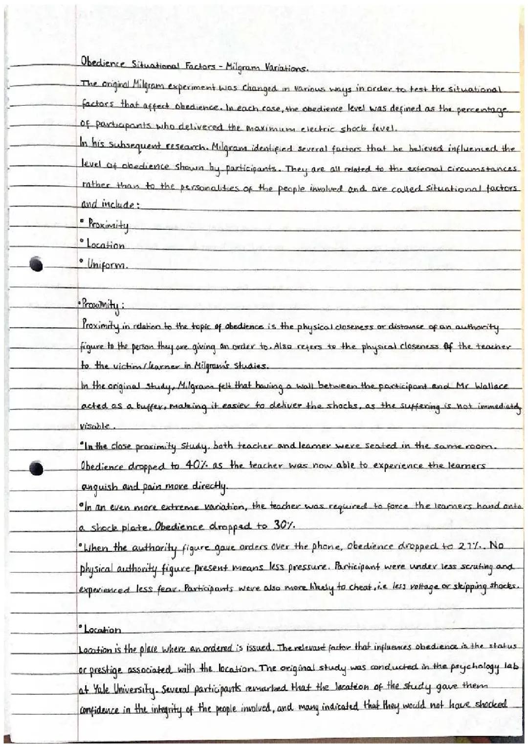 Higher Psychology - Obedience - Situational factors