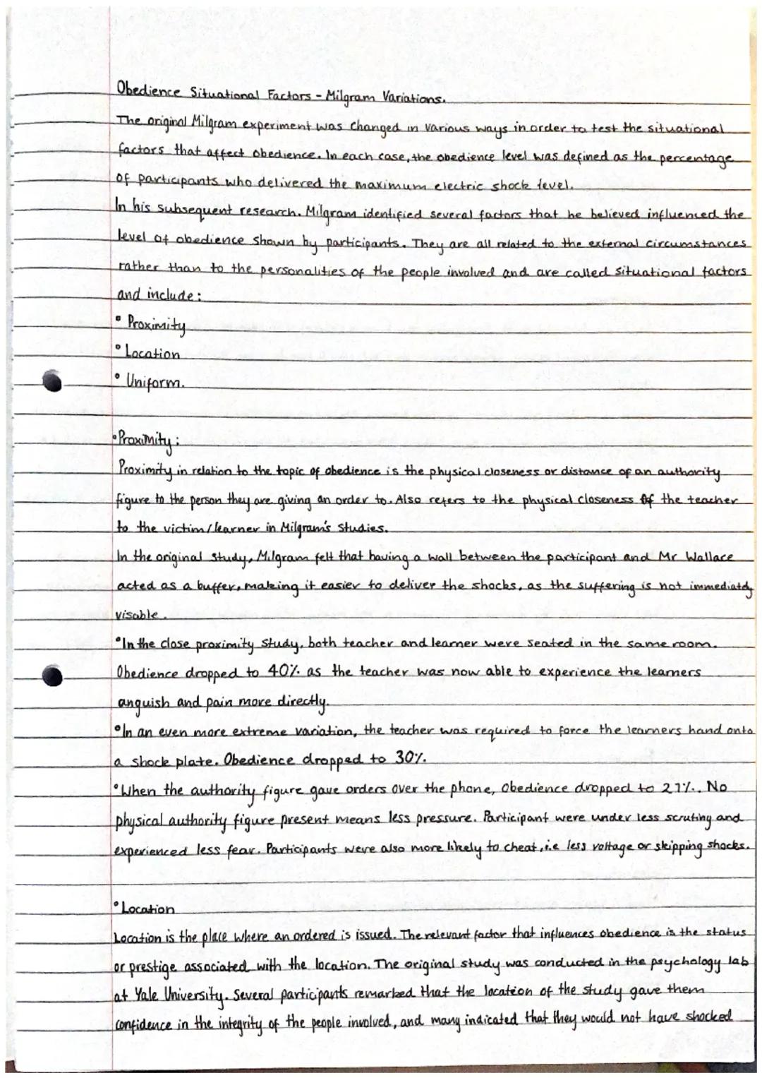 Obedience Situational Factors -
- Milgram Variations.
in order to test the situational
The original Milgram experiment was changed. in vario