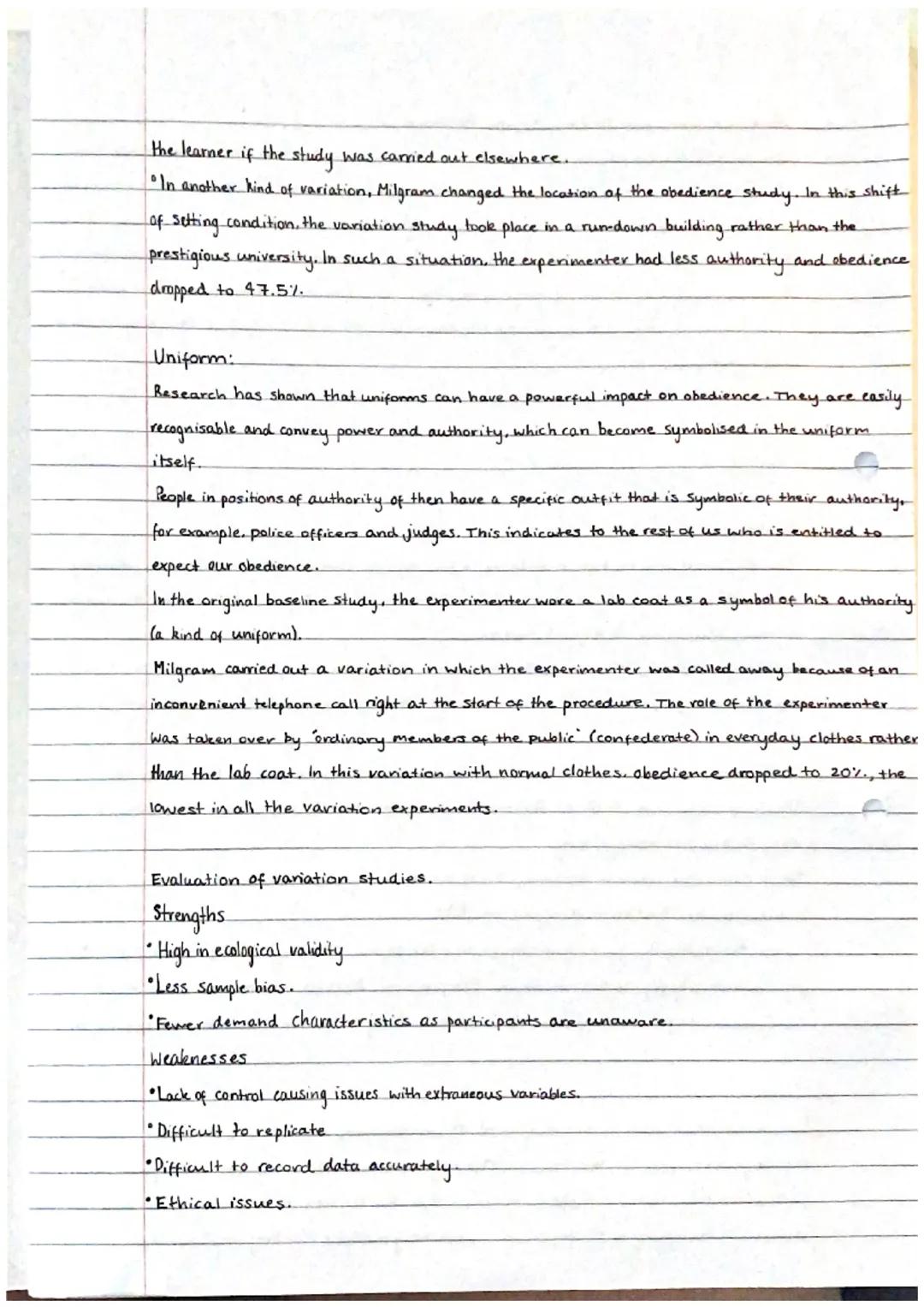 Obedience Situational Factors -
- Milgram Variations.
in order to test the situational
The original Milgram experiment was changed. in vario