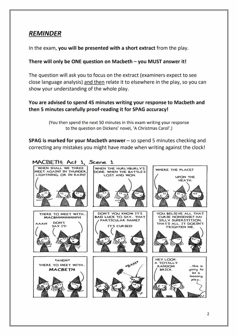 AQA English Literature Paper 1
Macbeth
56
Revision booklet
1 AQA English Literature Paper 1
Macbeth
56
Revision booklet
1 REMINDER
In the ex