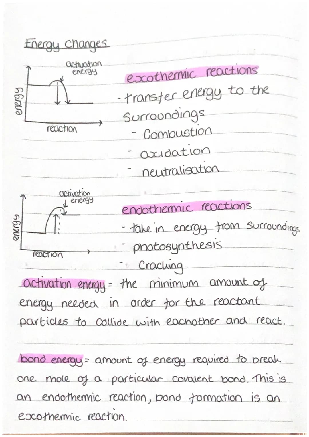 Giava
energy
Energy changes
activation
energy
reaction
activation
energy
reaction
exothermic reactions
-transfer energy to the
Surroundings
