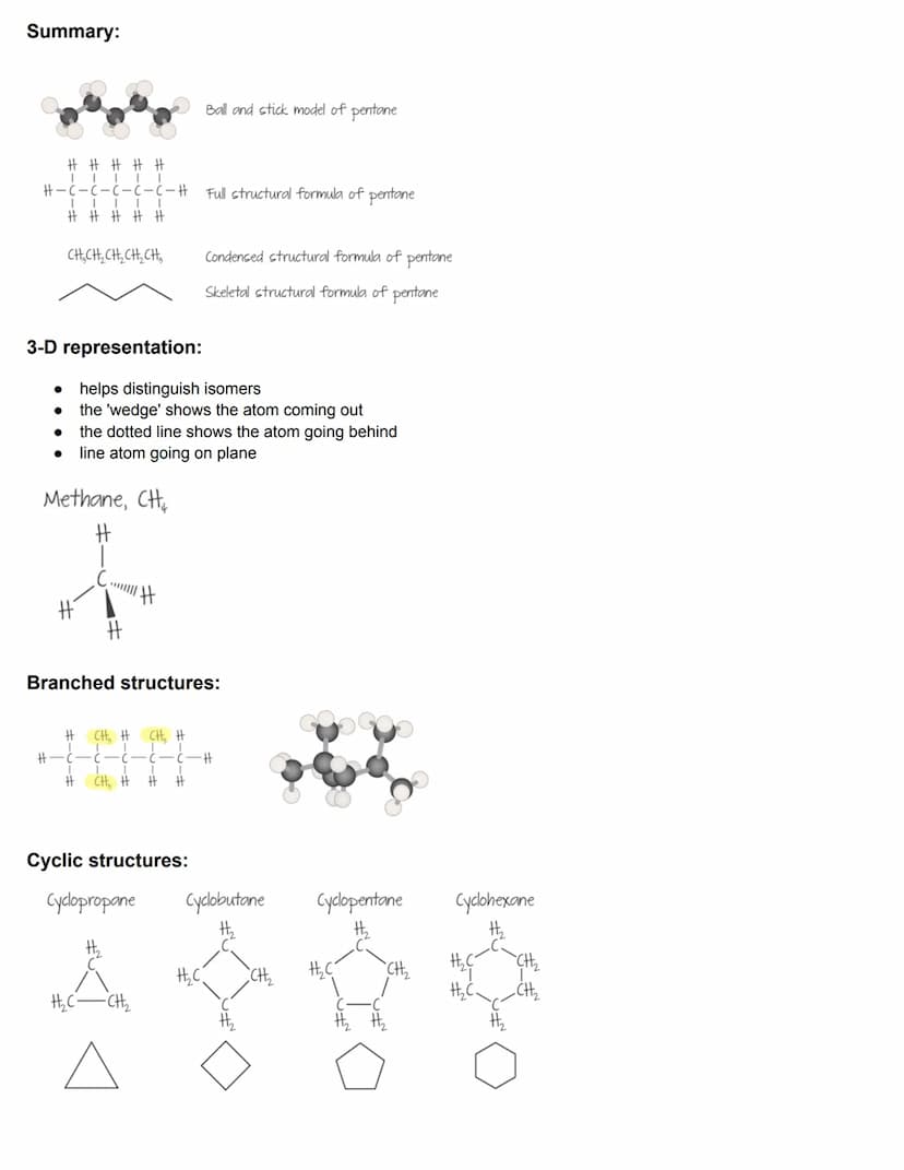 C10.1 Fundamentals of organic chemistry
Homologous series
Carbon chains can be:
●
●
O straight saturated or unsaturated
O ring shaped (gluco