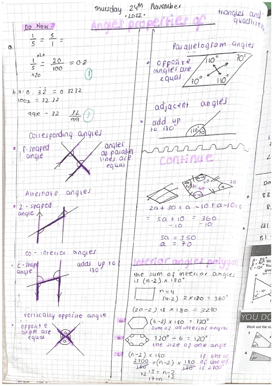 a.
Do Now!
S
1
15
D
x20
I
S
x20
b.x=0.32 = 0.3232
100x = 32.32
992 32
• f-shaped
angie
20
100
• 2 - shaped
angie
www
H
= 0.2
Corresponding a