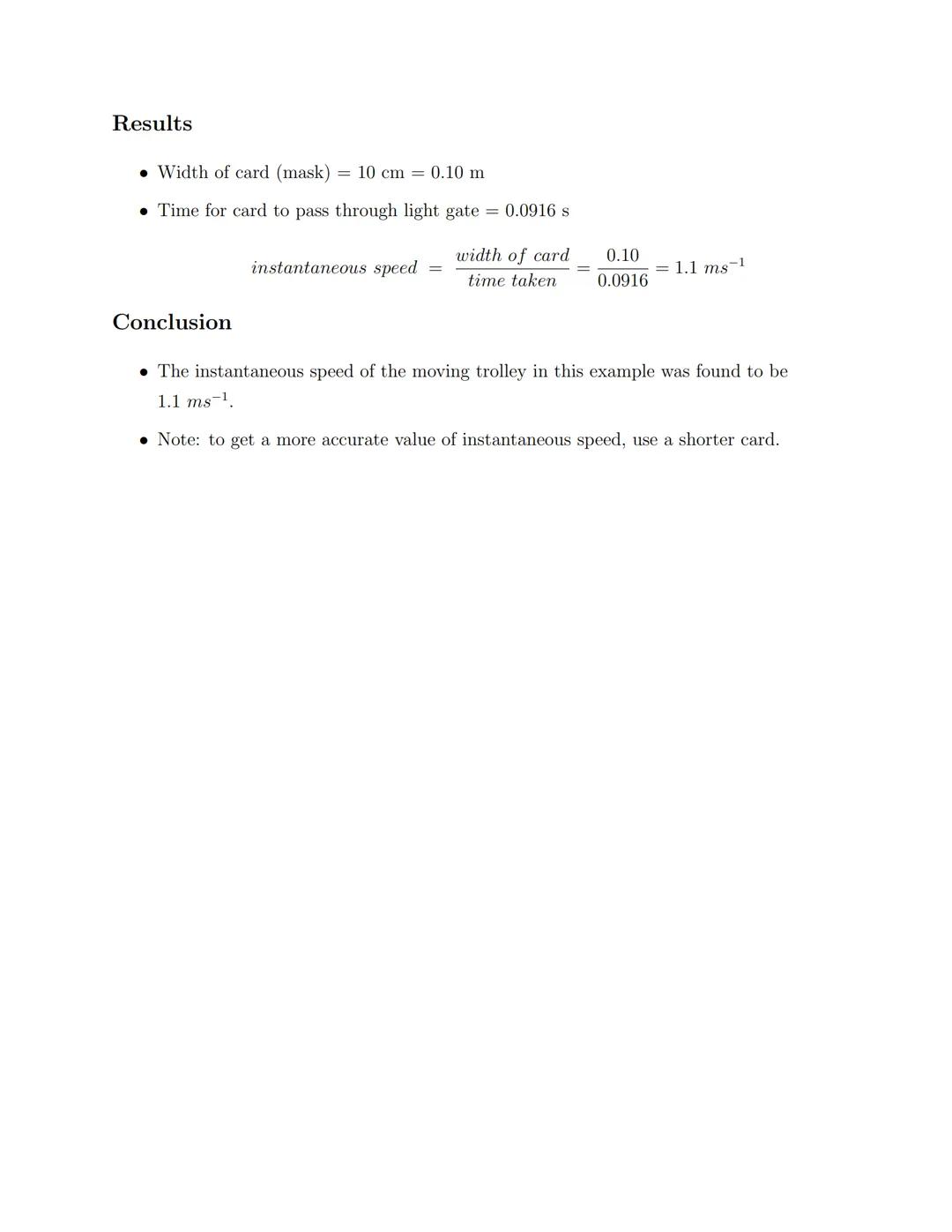 ## 1.6 Speed and Velocity

Speed

*   Speed is the distance travelled per unit time. It is a scalar quantity.

$v = \frac{d}{t}$

or

$d = v
