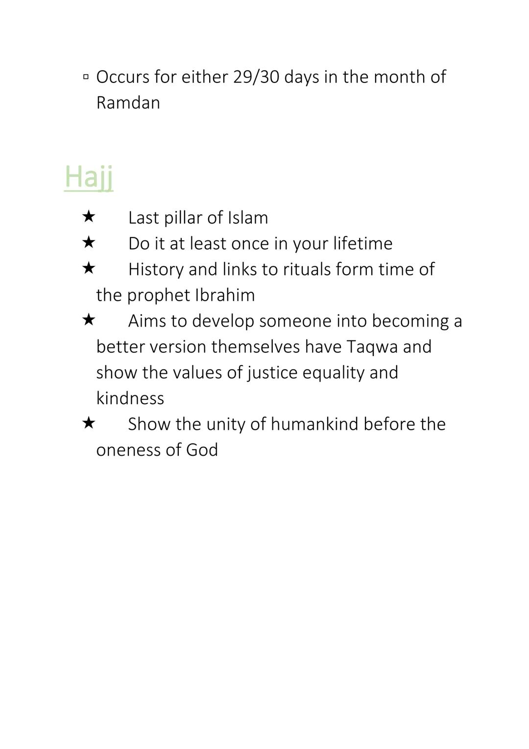 RE
Summary - 5 pillars of Islam
Shahadah
• Shahadah is a testimony of faith and the first
pillar of Islam
.Found in practices throughout a M