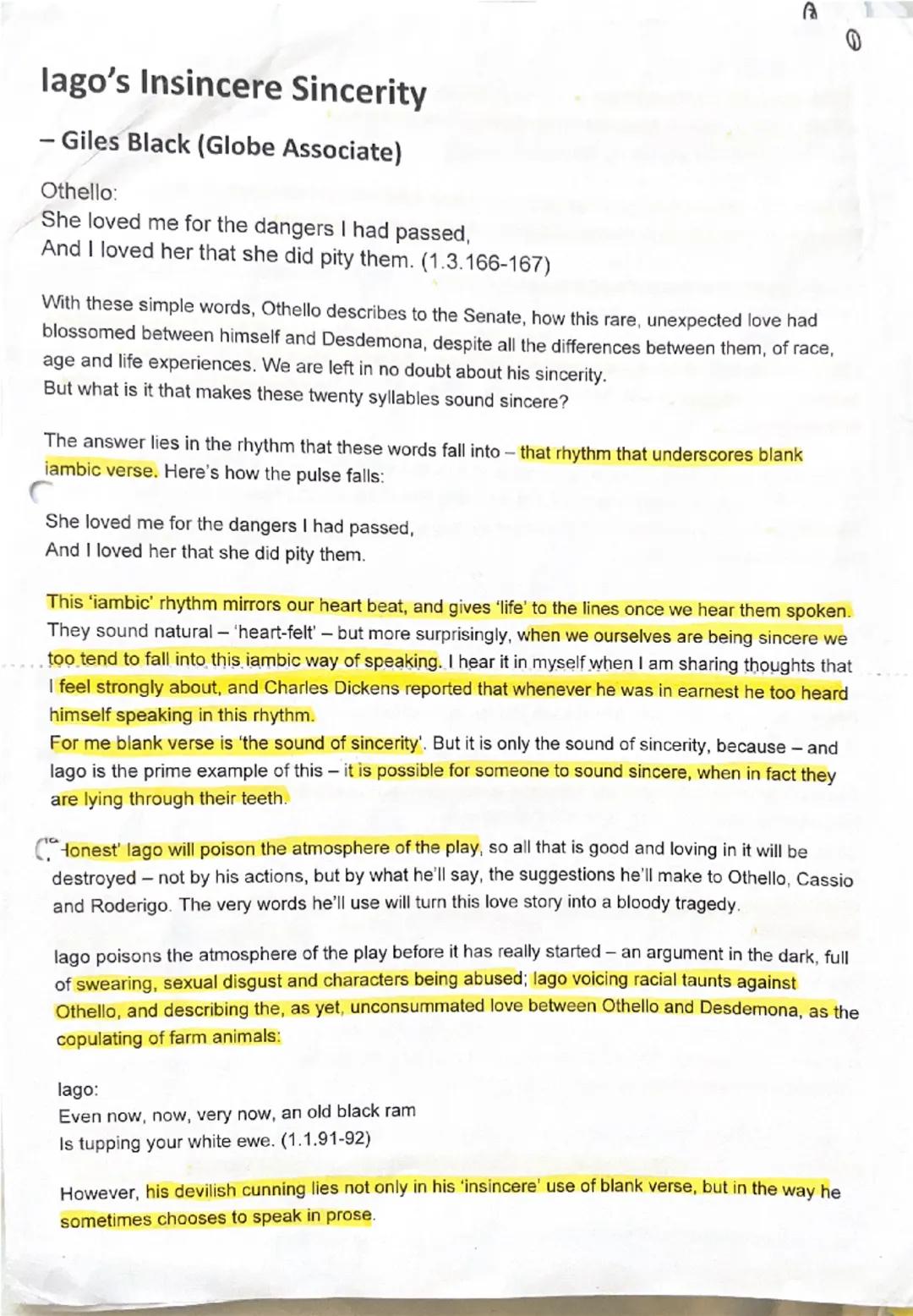 AQA A-Level English Literature: Othello wider reading