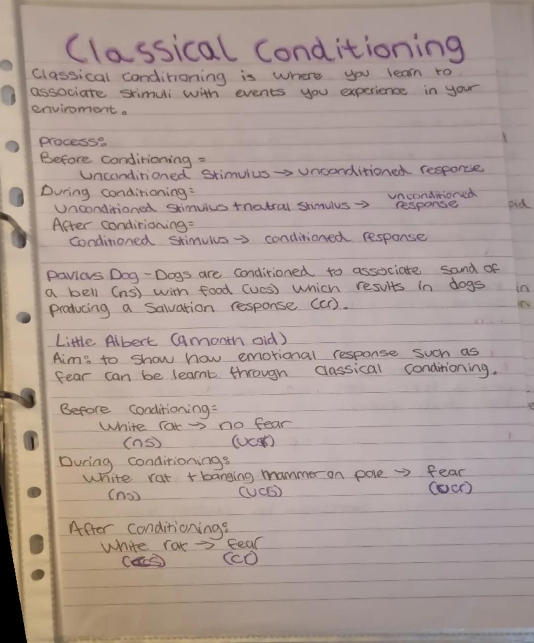 Classical Conditioning
Classical conditioning is where
associate stimuli with
you learn to
events you experience
in your
enviroment.
Process