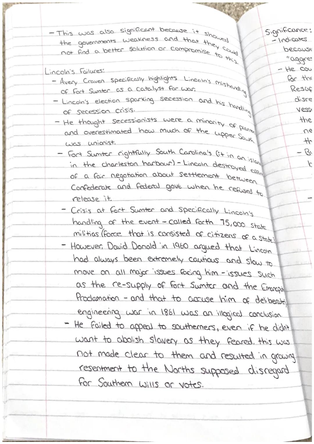 of the American Civil War
Causes
Knowledge:
-Debates on the reasons as to why war broke out
in April 1861, show all the signs of bias and pr