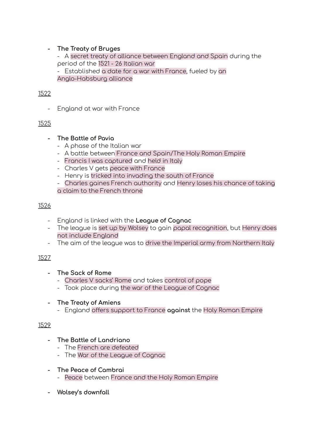 Henry VIII: Foreign Policy 1515 - 1539
1515
1516
1517
1518
1519
1520
1521
Death of Louis XII; succeeded by Francis I
Death of Ferdinand of A