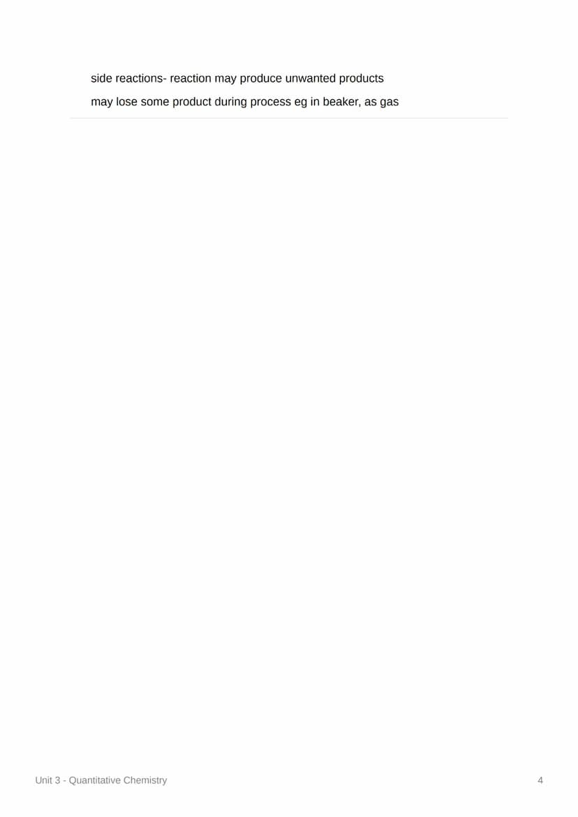 12
34
Unit 3 - Quantitative Chemistry
M Moles
▼ What is the law of conservation of mass?
no atoms are lost or made during a reaction so the 