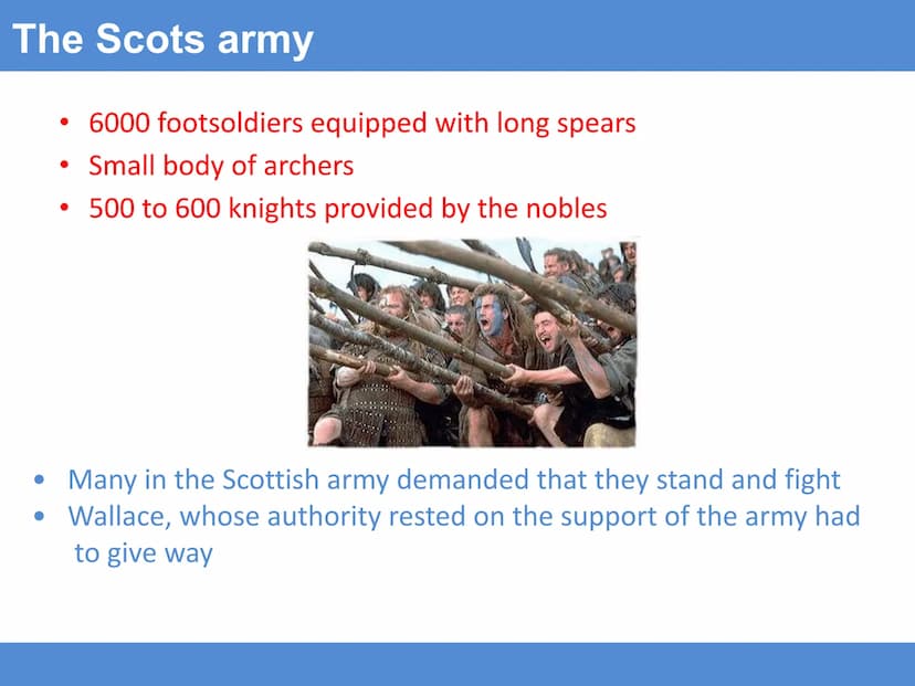 Battle of Falkirk
Learning Intention: To understand the impact of The Battle of
Falkirk
Success Criteria
I can: Describe the events at the B