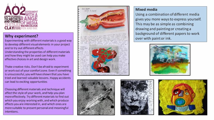 A01
BEGIN TO LINK A
THEME IMAGES
ARTISTS
RESEARCH
TO YOUR CHOSEN ARTISTS WORK
WRITTEN ANALYSIS
LINK ARTISTS WORK TO
IDEAS AND ARTWORK
EXPLOR