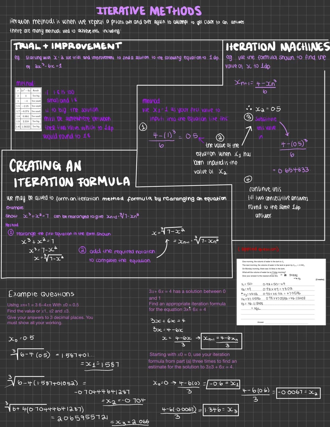ITERATIVE METHODS
iteration methods is when we repeat a process over and over again to attempt to get closer to an answer.
there are many me