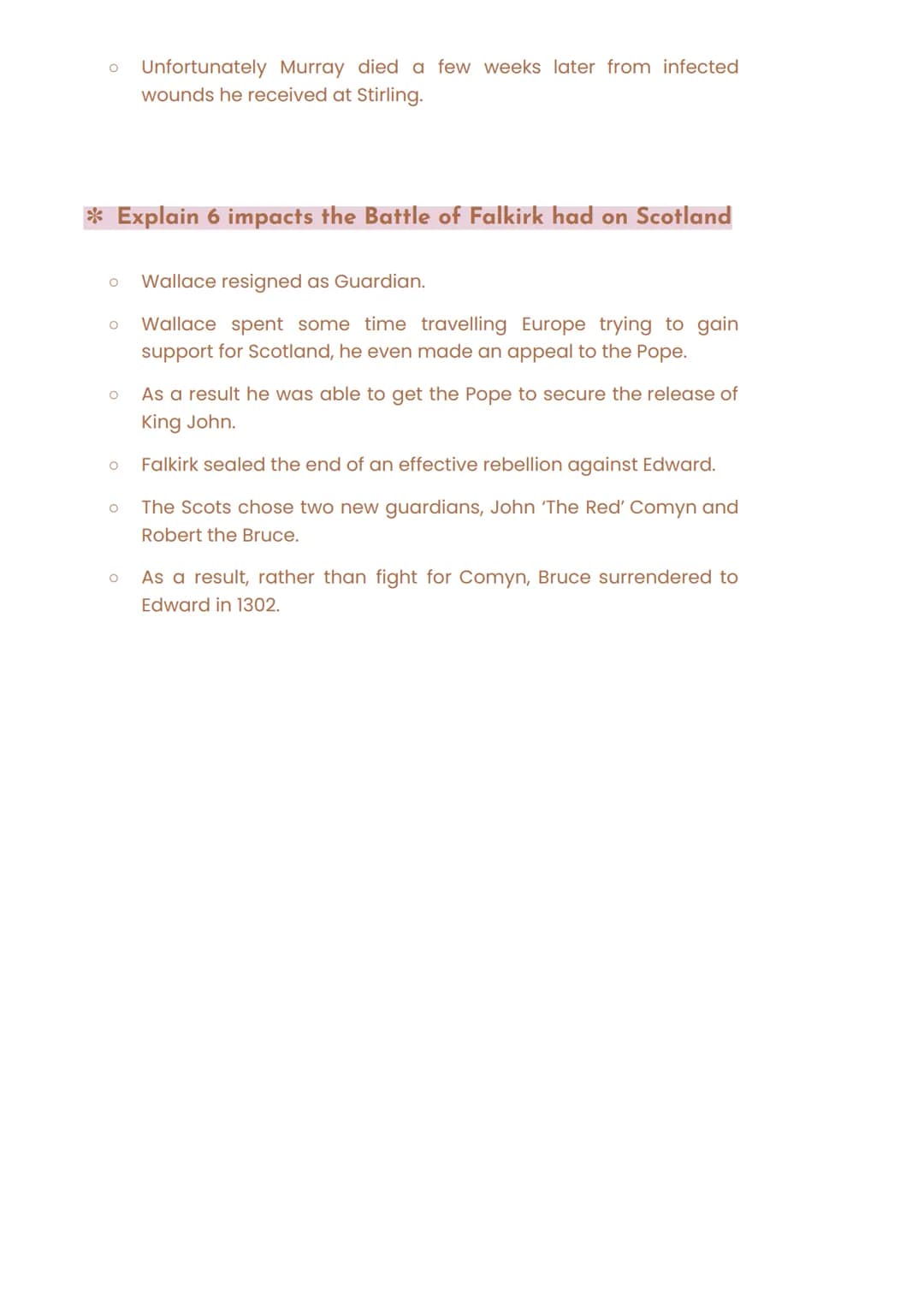 summary :))
* 6 facts about the events of the battle of stirling + the battle of
falkirk
O
The battle of Stirling happened on the 11th of se