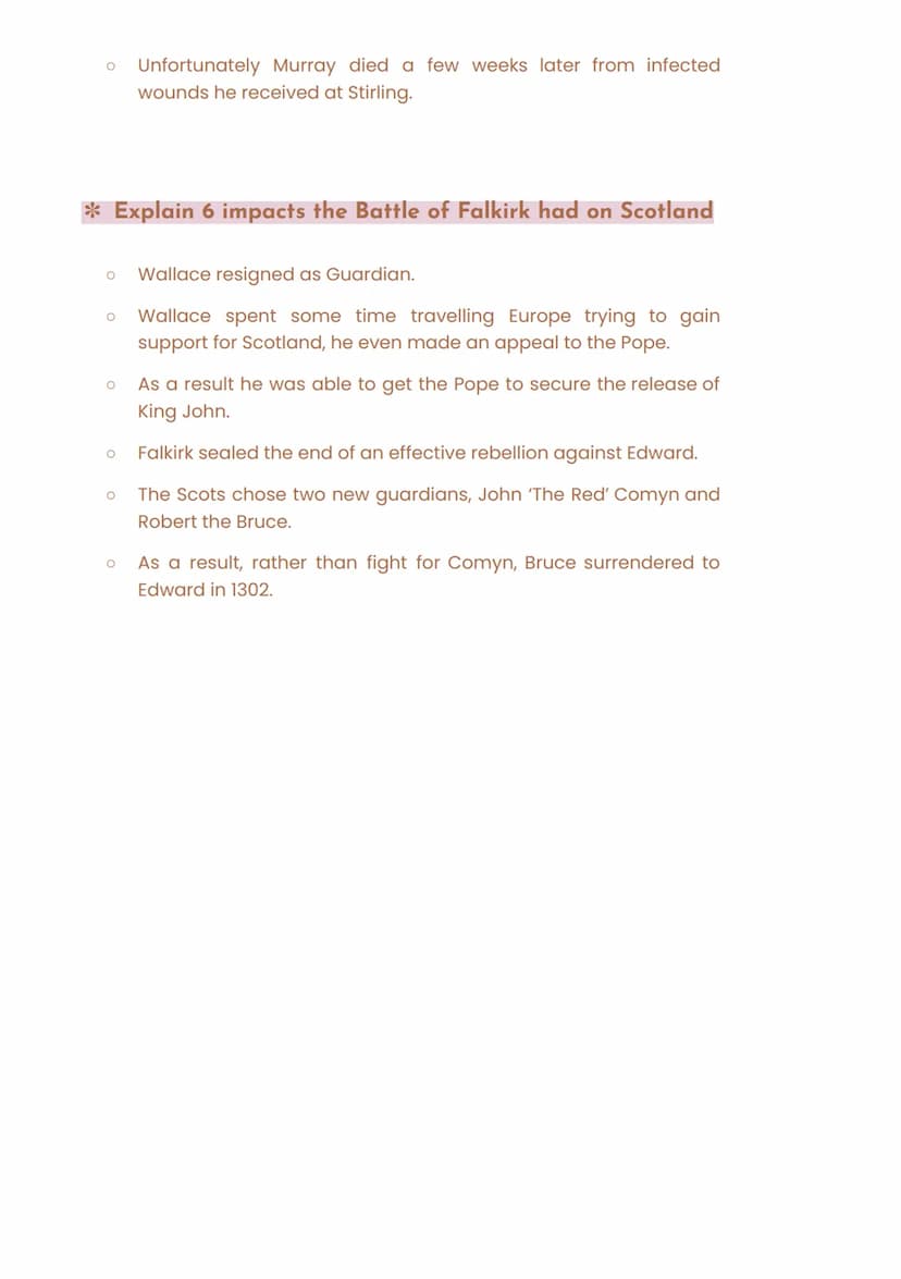 summary :))
* 6 facts about the events of the battle of stirling + the battle of
falkirk
O
The battle of Stirling happened on the 11th of se